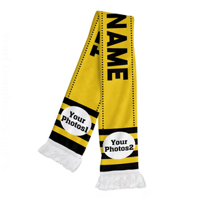 Bufanda de acrílico cuadrada ligera de buena calidad para adultos, color amarillo, bufanda de fútbol para jóvenes. - Product Image 1