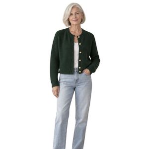 Cárdigan de Punto Verde Oscuro para Mujer, con Botones al Frente, Texturizado, Manga Larga, Estilo Casual, Fabricante Mayorista Personalizado - Product Image 4