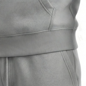 Ensemble de survêtement gris à capuche pour homme, sweat-shirt et pantalon en coton longs, tenue décontractée d'automne avec cordon de serrage - Product Image 5