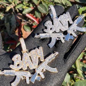 Collar con colgante de pistola con nombre personalizado, estilo hip hop, con diamantes cultivados en laboratorio, para hombre, estilo rapero. - Product Image 5