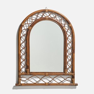 Decorative big mirror <b>arched</b> mirrors with natural webbing rattan <b>frame</b> direct supply from producer - Product Image 5