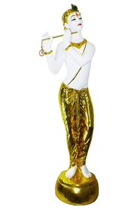 Luxury Resin Art Deco Handmade 24K <b>Gold</b> Plated Standing Lord Krishna <b>Statue</b> for Home Tabletop - Product Image 3