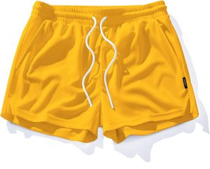 Pantalones Cortos Deportivos Unisex Amarillos con Cordón, Estampado Floral, Tejido de Punto de Poliéster/Algodón, Bolsillos, Diseño Personalizado - Product Image 2