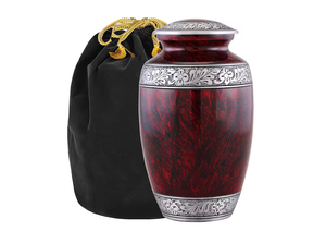 Red Aluminum Cremation Urn Decorative <b>Memorial</b> <b>Keepsake</b> Cylindrical Metal Urn for Adult Ashes - Product Image 3