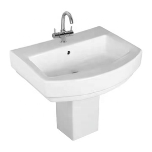 Ceramic Porcelain Water Resistant Rectangle Half Pedestal Wash Basin Sink For Hospital Bathroom - Product Image 6