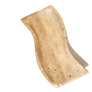 Plateau décoratif incurvé en travertin, plateau de service artistique en pierre, plateau de présentation de luxe pour table, centre de table moderne pour la décoration intérieure, nouveauté - Product Image 1