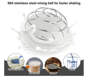 Gobelet isotherme en acier inoxydable avec échelle de mesure, balle mélangeuse et couvercle, pour shakes protéinés, maintien thermique 12-24 heures - Product Image 3