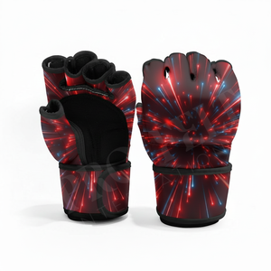 ถุงมือ MMA สีแดงและดำล้วน สำหรับฝึกซ้อมมืออาชีพ แบบผูกเชือก สวมใส่สบาย - Product Image 5
