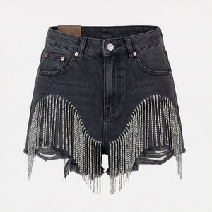 Jean court en denim déchiré délavé taille basse pour femme, grande taille, sexy et décontracté, couleur personnalisable - Product Image 1