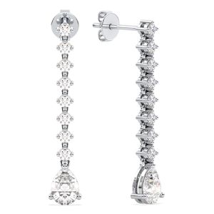 Boucles d'oreilles pendantes REYES en or massif 14K 18K, serties de moissanite certifiée GRA, pour femmes, cadeau de mariage de luxe, bijoux fins - Product Image 3