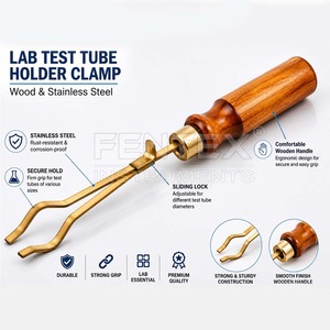Pinza de laboratorio FENTEX de acero inoxidable con mango de madera y soporte ajustable para tubos, para uso en laboratorio - Product Image 3
