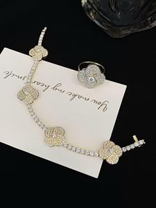 Clover Hip Hop Unisex <b>Bracelet</b> Fully Iced Moissanite Claw Setting Chain Link 18K <b>Solid</b> <b>Gold</b> Gift Jewelry - Product Image 5