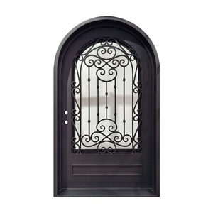 Hand-forged Wrought Iron <b>Swing</b> Entrance Gate Rust-resistant Easy Assemble Featuring Modern Arched Design Decorative Patterned - Product Image 2