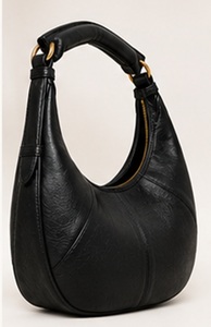 Sac à bandoulière Hobo en cuir véritable noir de qualité supérieure, style bohème, avec fermeture éclair, pour femme, élégant sac à main croissant, usage quotidien, OEM - Product Image 3