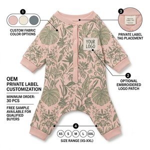 Pink Tropical Leaf <b>Print</b> Dog Jumpsuit Cotton Comfortable All Seasons Pet <b>Clothes</b> - Product Image 5