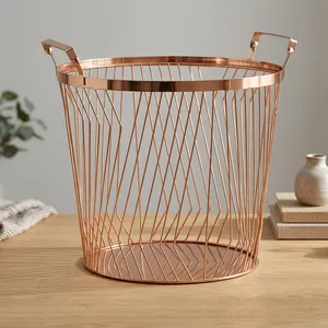 Metal Wire Storage Basket with Handles <b>Decorative</b> Multipurpose Organizer Basket <b>for</b> Kitchen Living <b>Room</b> Bedroom <b>Laundry</b> Home - Product Image 2