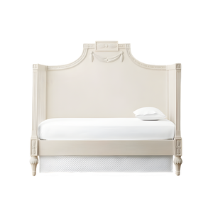 Cuna de Madera Tradicional Color Marfil Personalizada con Cabecero Curvo, Fabricante de Muebles para Bebés - Product Image 1