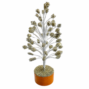 Árbol de Cristal de Pirita Natural de Perú, Hecho a Mano, con 60 Cristales Minerales en Bruto, Base de Madera, Adorno Feng Shui para el Hogar, Oficina o Regalo - Product Image 1