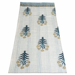 Couvre-lit Kantha moderne fait main en coton indien, patchwork géométrique bohème, réversible, taille personnalisable - Product Image 1