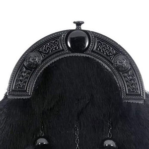 Custom Wholesale Scottish Black Fur Sporran 3 Tassels Kilt Sporran With <b>Chain</b> <b>Belt</b> Factory Supplies - Product Image 3