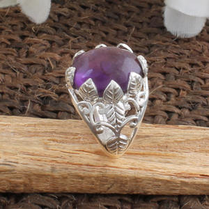 Bague en Améthyste Naturelle, Argent Sterling 925, Pierre Précieuse Ovale Violette, Pierre de Naissance de Février, Bijou Cadeau de Mariage pour Femme, Vente en Gros - Product Image 2