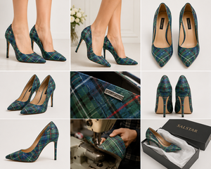 Fashion Women Tartan Stiletto Heels | <b>Pointed</b> Toe Plaid Pumps | Wholesale Ladies High Heels Custom Brand Logos Custom Tartan - Product Image 5