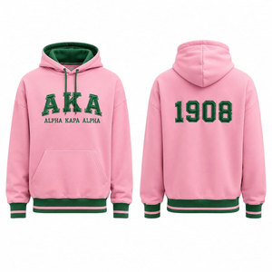 Sudadera con Capucha Moderna AKA, Sudadera Rosa y Verde para Hermandades, Ropa Cómoda Inspirada en la Vida Griega - Product Image 4