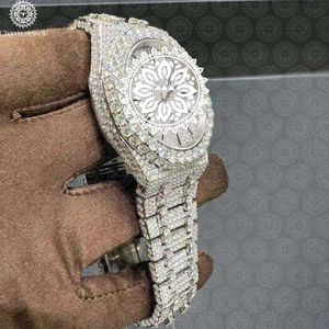 Montre de luxe pour homme, tonneau, diamant moissanite, bracelet en acier inoxydable, mouvement mécanique analogique, cadran 40 mm, étanche 10 bars - Product Image 3