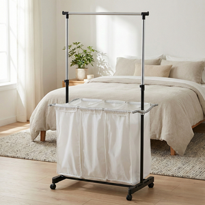 Clasificador de lavandería con colgador de ropa, fabricante de almacenamiento para el hogar, negro, venta de eBay, venta al por mayor, Taiwán - Product Image 1