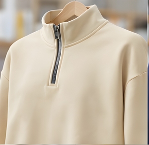 Sweat-shirt streetwear haut de gamme à demi-zip, molleton de coton 420 GSM, coupe oversize, épaules tombantes, pour l'hiver - Product Image 1