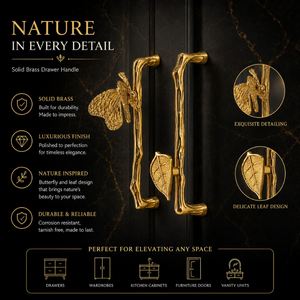 Luxury Brass Butterfly Branch <b>Drawer</b> Handle Decorative Cabinet <b>Pull</b> Premium Furniture Hardware for Wardrobes <b>Drawers</b> Cabinets - Product Image 5