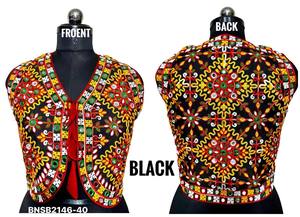 Vêtements de festival en soie lourde avec broderie multi-fils et travail de miroir, collection de Koti pour femme Navratri, fournisseur de Surat - Product Image 2