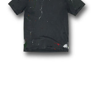เสื้อยืดคอกลมแขนสั้นสีดำล้างสีสำหรับผู้ชาย พิมพ์ลายสาดสีสไตล์สตรีท - Product Image 6