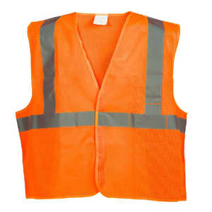 Gilet de sécurité haute visibilité orange fluorescent classique X-Large 100% Poly Mesh haute visibilité pour les vêtements de sécurité - Product Image 1