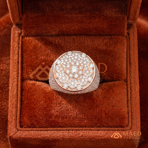 Luxury Iced Out Round Medallion Ring - 14K Rose Gold Plated Hip Hop Cluster Ring Lab Diamond Iced Out Jewellery - Product Image 4