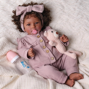 Poupées <span class=keywords><strong>reborn</strong></span> Babeside, fille africaine Callie, 20 pouces, corps souple, poupée réaliste faite à la main, poupées réalistes - Product Image 6