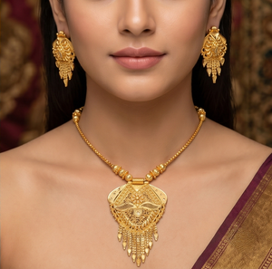 Divyoro Gold Plated Ethnic Tassel Pendant Necklace Set Women's Wedding Jewelry Alloy Box <b>Chain</b> Fringe Design - Product Image 2