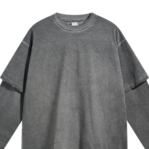 T-shirt double couche pour homme, style streetwear, en Spandex/Polyester, séchage rapide, respirant, pour commandes en gros - Product Image 2