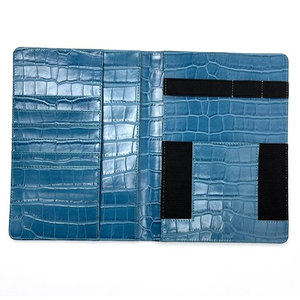 Blue Crocodile Embossed Leather Portfolio Organizer <b>Card</b> Holder Document <b>Folder</b> - Product Image 2