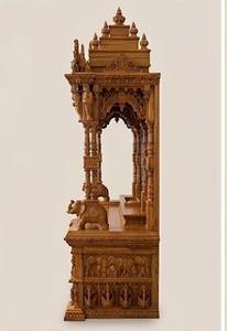 Custom Made Hand Carved Teak Wood Indian Temple Home Decor Traditional Design <b>Mandir</b> California - Product Image 3