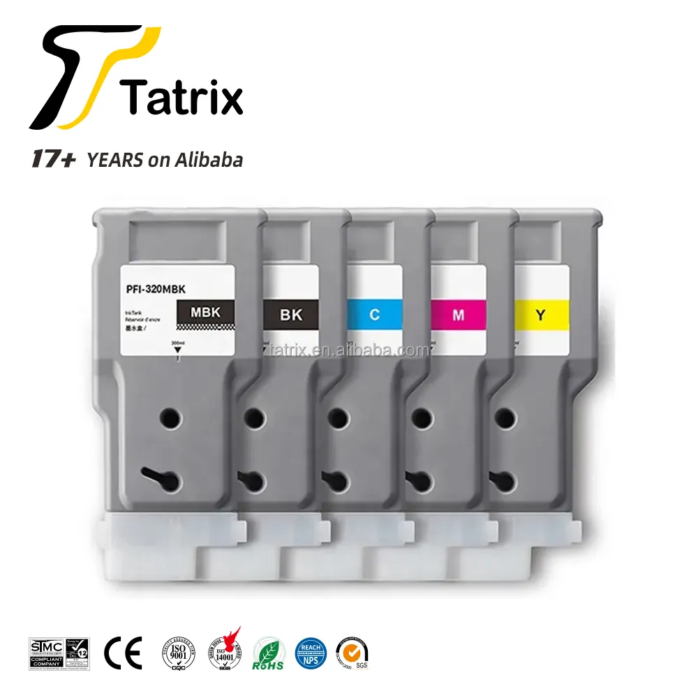 Tatrix-cartucho de tinta de inyección de tinta PFI320 PFI 320 PFI-320, Color prémium, Compatible con Canon imagePROGRAF TM-200, TM-205