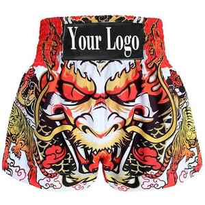 Shorts de boxe décontractés pour hommes, respirants, à séchage rapide, extensibles, avec logo personnalisé sur le devant, 100 % polyester, pour les arts martiaux. - Product Image 6