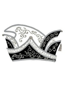Gorro de Príncipe de Carnaval Hecho a Medida, Bordado con Pedrería, Blanco y Negro, Sombrero de Disfraz para Festival, Gorro de Carnaval - Product Image 1