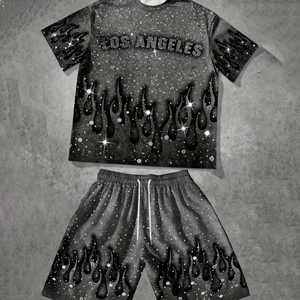 EM Private Label <b>Men</b> <b>Summer</b> Matching T Shirt Shorts Set Lightweight Cotton Casual Street Style Sportswear Gym Workout Outfit - Product Image 1