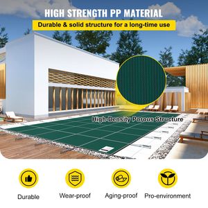 Telo di Copertura Rettangolare 16x36ft per Piscina Interrata in Materiale PC con Fori di Drenaggio, Design a Rete Solida per Protezione Piscina - Product Image 3