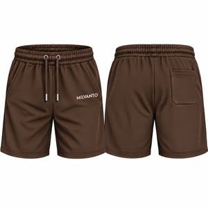 Custom <b>Brown</b> <b>Men's</b> Premium French Terry <b>Shorts</b> Drawstring Elastic Waist Band Side Pockets Custom Printing Breathable <b>Short</b> - Product Image 1