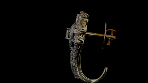 Pendientes Huggie con racimo de diamantes en forma de pera en oro |   Pendientes de Aro con Diamantes Cultivados en Laboratorio |   Proveedor OEM ODM |   Aros Personalizados - Product Image 5