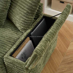 Canapé d'angle moderne en velours côtelé vert olive avec rangement, accoudoir et porte-gobelet, meubles <span class=keywords><strong>de</strong></span> salon - Product Image 6