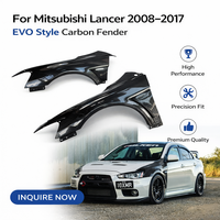 Guardabarros Delanteros de Fibra de Carbono para Mitsubishi Lancer (2008-2017) | Reemplazo de Aleta Delantera Estilo EVO X | Ajuste Tipo OEM