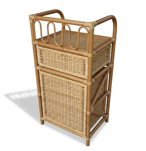 Eco Friendly Natural Rattan Storage Cabinet Handmade Wicker <b>Drawers</b> Organizer <b>Unit</b> For Living Room Bathroom Bedroom Furniture - Product Image 3